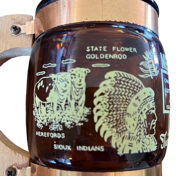 Vintage Amber Barrel ‘NEBRASKA’ Souvenir Travel Glass Mug~ARTMARK - Picture 6 of 10
